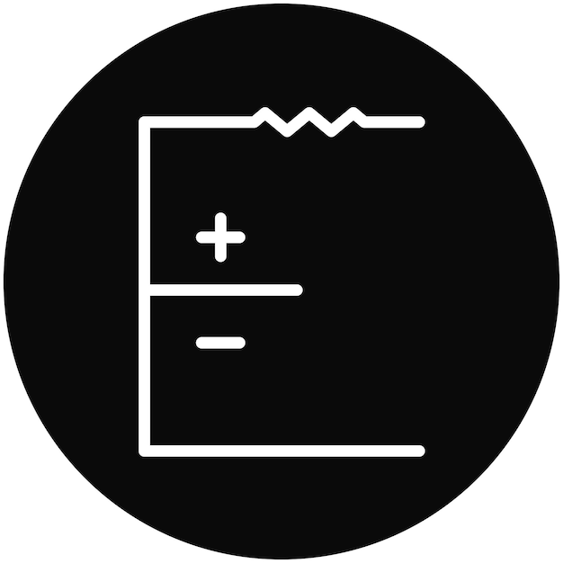Ilustración del icono del vector de fuente de tensión CC del conjunto de iconos de la escuela