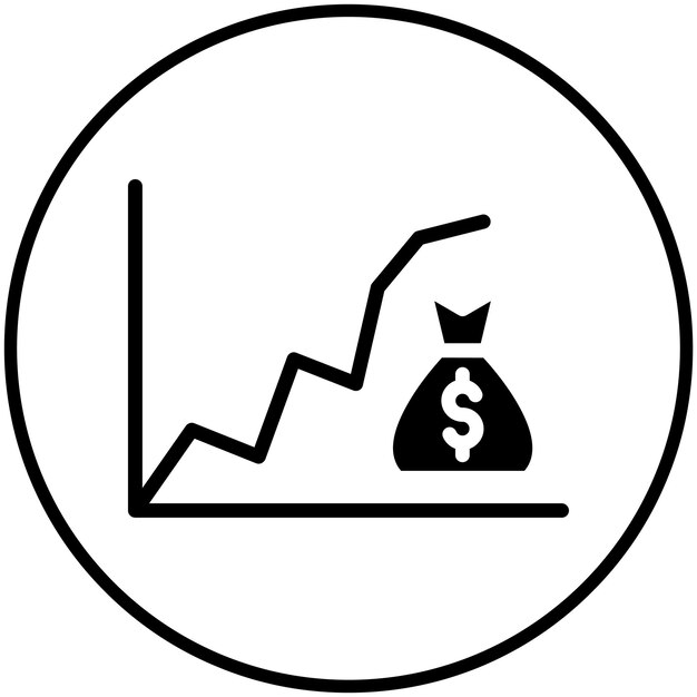 Ilustración del icono del vector de ganancias del conjunto de iconos de Finanzas y Dinero