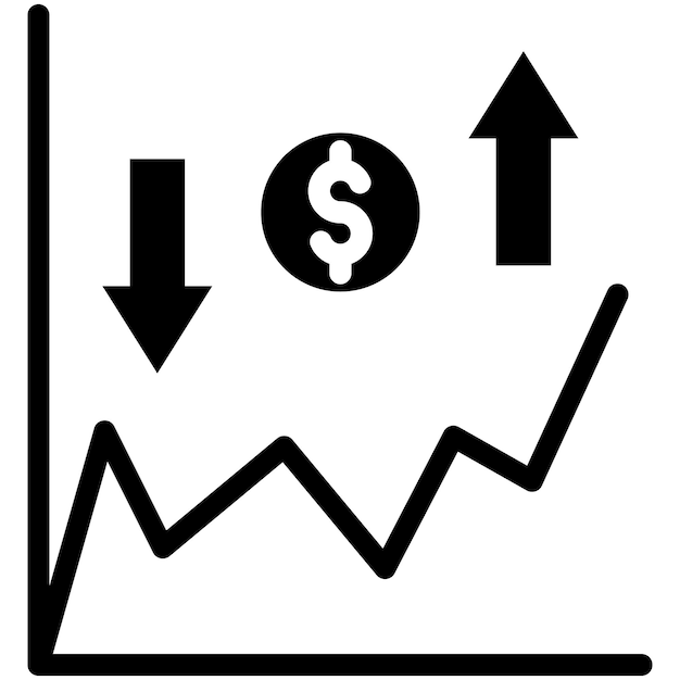 Ilustración del icono del vector de ganancias y pérdidas del conjunto de iconos de la economía empresarial