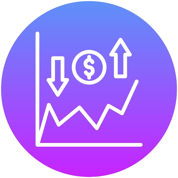 Ilustración del icono del vector de ganancias y pérdidas del conjunto de iconos de la economía empresarial