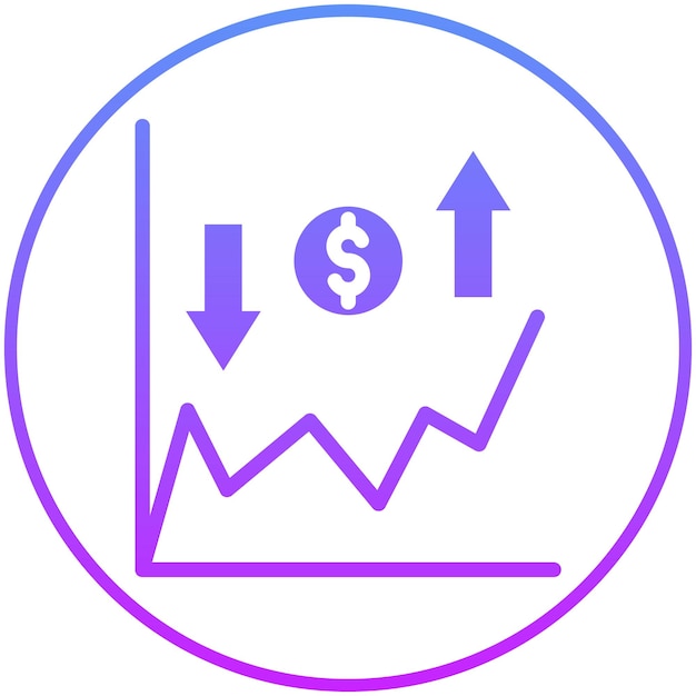 Ilustración del icono del vector de ganancias y pérdidas del conjunto de iconos de la economía empresarial