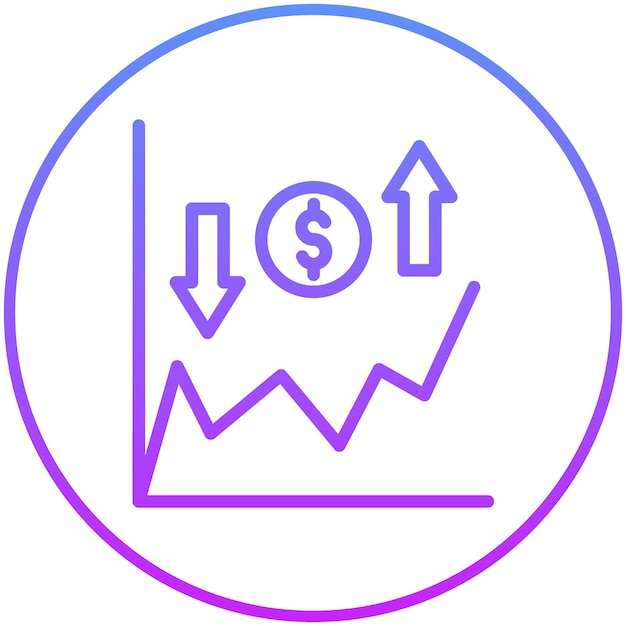 Ilustración del icono del vector de ganancias y pérdidas del conjunto de iconos de la economía empresarial