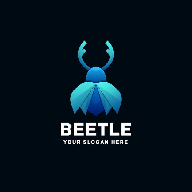 Ilustración del icono del vector de gradiente del logotipo del escarabajo