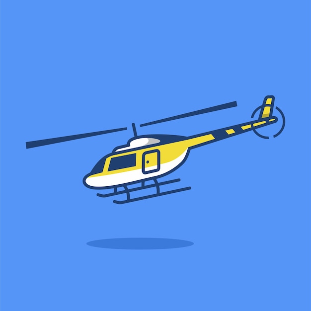 Ilustración de icono de vector de helicóptero en estilo de dibujos animados plana