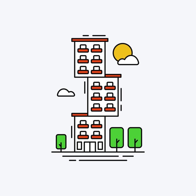 Ilustración de icono de vector de hotel único. concepto de icono de construcción aislado vector premium.