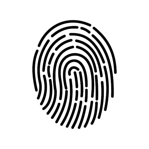 Ilustración de icono de vector de huella digital aislado sobre fondo blanco