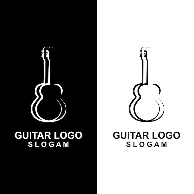 Ilustración de icono de vector de instrumento musical de diseño de logotipo de guitarra