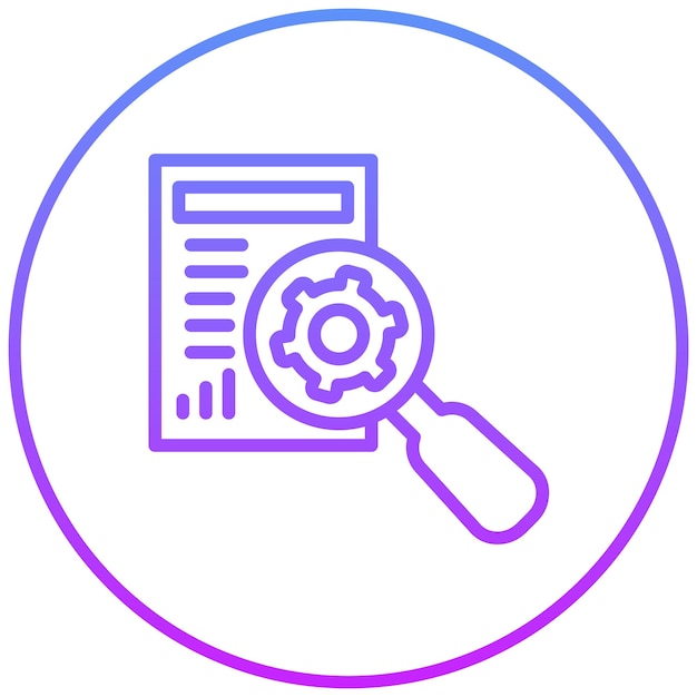 Ilustración del icono del vector de investigación del conjunto de iconos de análisis de datos
