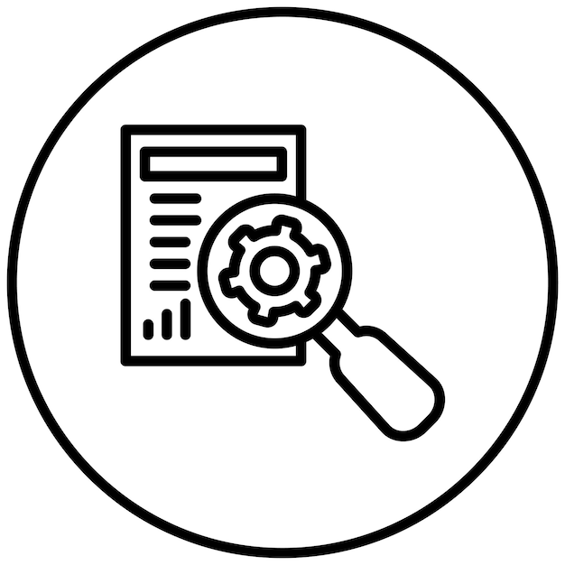 Ilustración del icono del vector de investigación del conjunto de iconos de análisis de datos