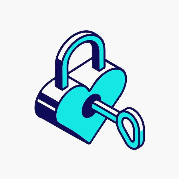 Ilustración del icono del vector isométrico de la caja de cartas de bloqueo de amor 11