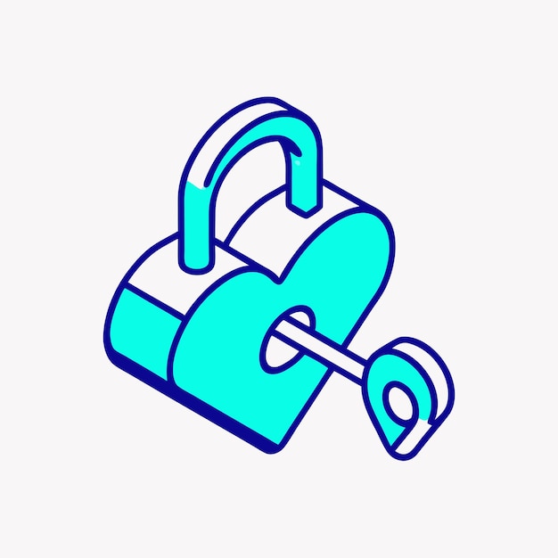 Ilustración del icono del vector isométrico de la caja de cartas de bloqueo de amor 1