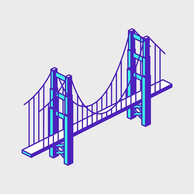 Vector ilustración del icono del vector isométrico del puente golden gate