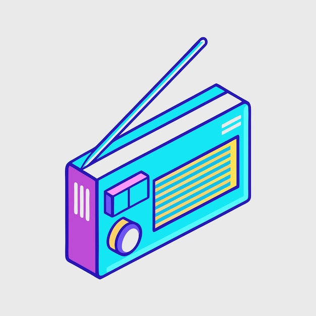 Ilustración del icono del vector isométrico del reproductor de radio 3