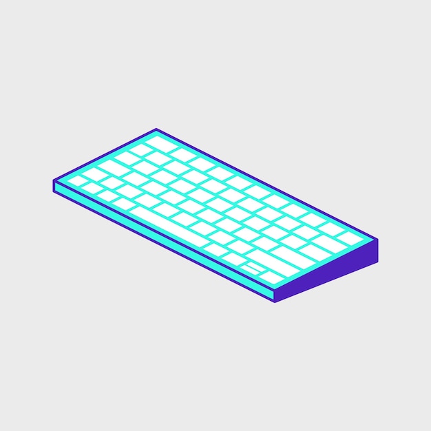 Ilustración de icono de vector isométrico de teclado inalámbrico