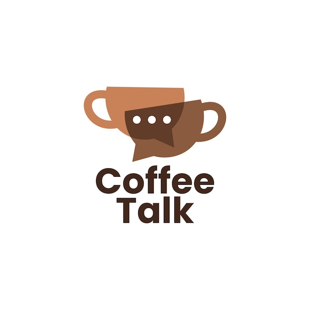 Ilustración de icono de vector de logo de foro de burbuja de chat de charla de café