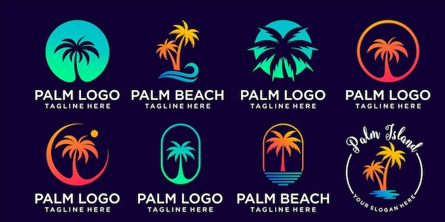 Ilustración de icono de vector de logo de palmera