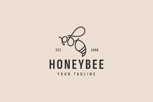 Ilustración de icono de vector de logotipo de abeja de miel
