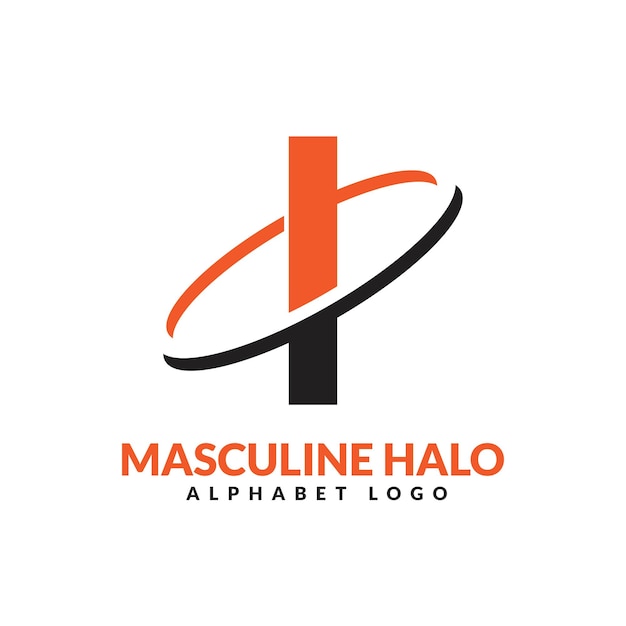 Ilustración de icono de vector de logotipo de anillo geométrico masculino naranja y negro de letra i