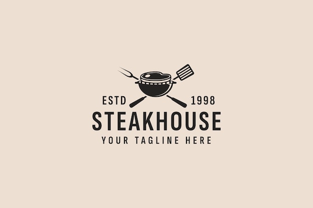 ilustración de icono de vector de logotipo de asador de estilo vintage
