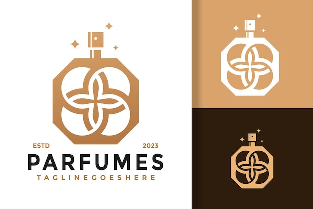 Ilustración de icono de vector de logotipo de botella de perfume de lujo