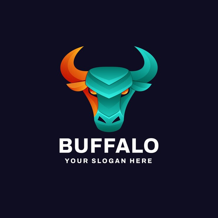 Vector ilustración de icono de vector de logotipo colorido degradado de búfalo
