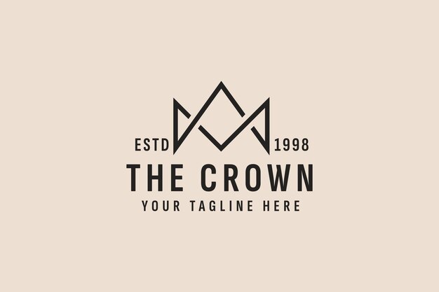 ilustración de icono de vector de logotipo de corona de estilo vintage