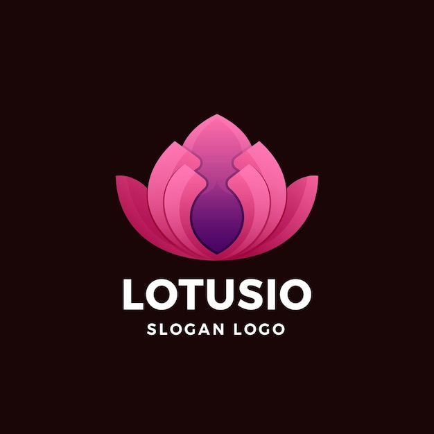 Ilustración de icono de vector de logotipo de degradado de loto