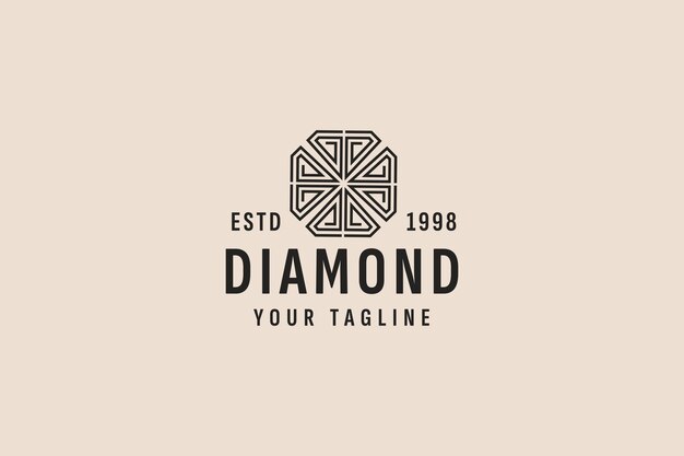 ilustración de icono de vector de logotipo de diamante de estilo vintage