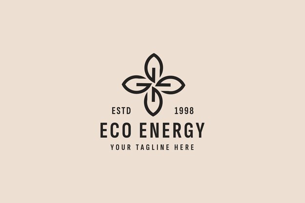 ilustración de icono de vector de logotipo de energía ecológica de estilo vintage