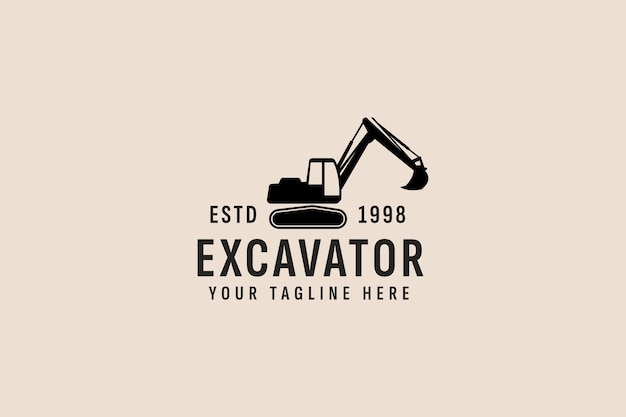 ilustración de icono de vector de logotipo de excavadora de estilo vintage
