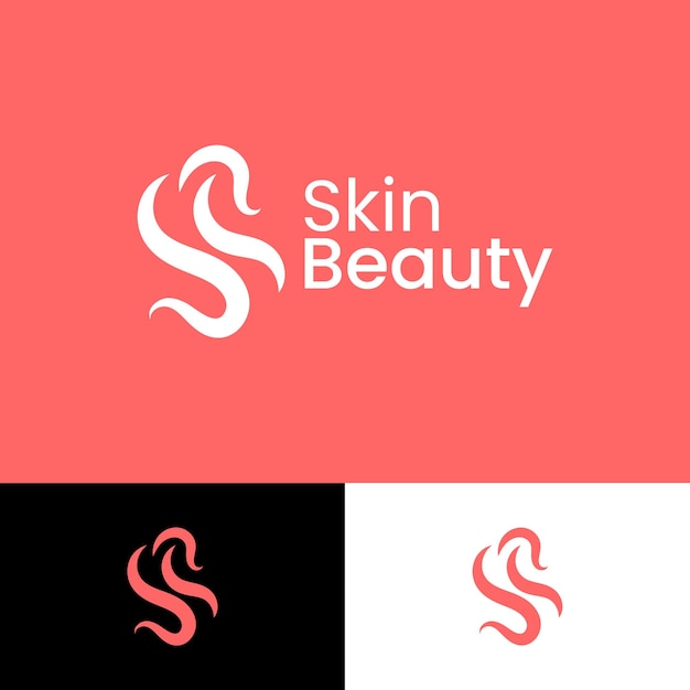 Ilustración de icono de vector de logotipo femenino de belleza de piel