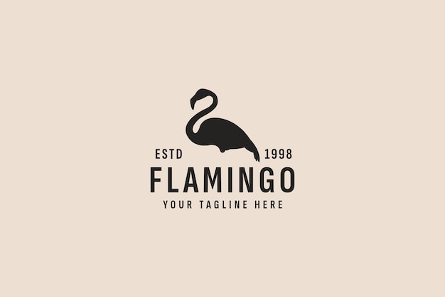 ilustración de icono de vector de logotipo de flamenco de estilo vintage