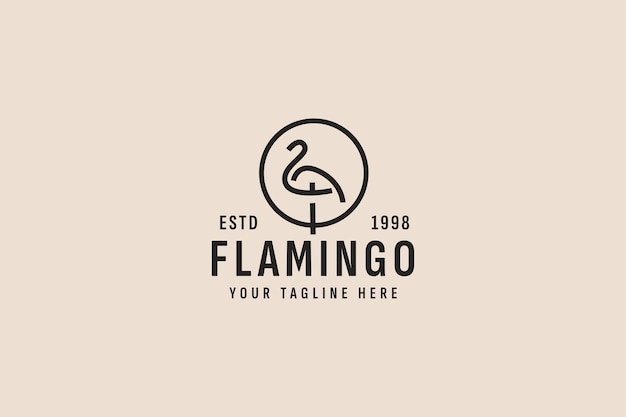 ilustración de icono de vector de logotipo de flamenco de estilo vintage