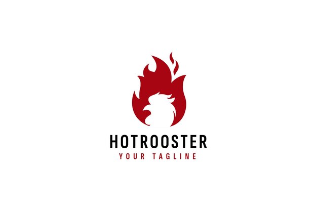 Ilustración de icono de vector de logotipo de gallo caliente