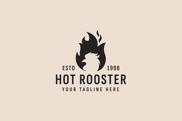 ilustración de icono de vector de logotipo de gallo de estilo vintage