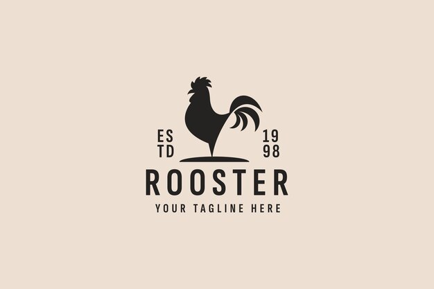ilustración de icono de vector de logotipo de gallo de estilo vintage
