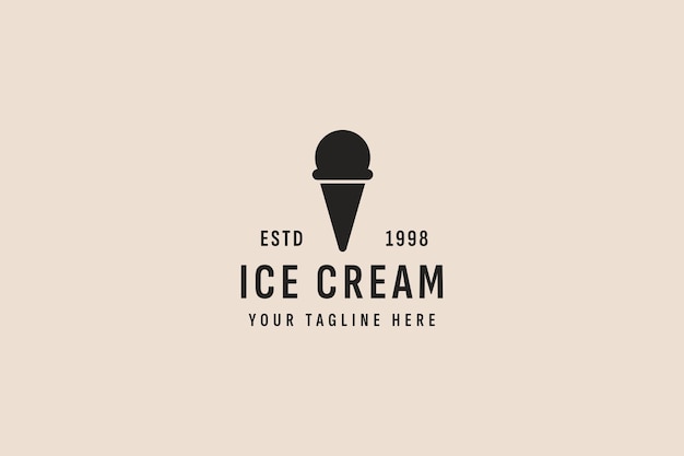 Ilustración de icono de vector de logotipo de helado de estilo vintage