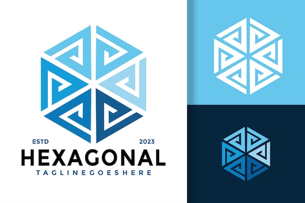 Ilustración de icono de vector de logotipo hexagonal de letra A