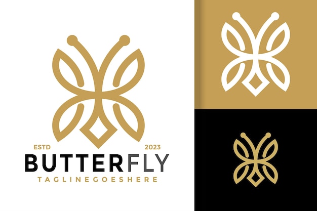 Ilustración de icono de vector de logotipo de hoja de buttefly de letra H