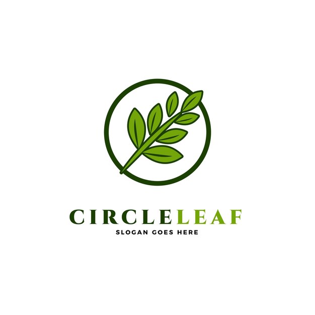Ilustración del icono del vector del logotipo de la hoja del círculo