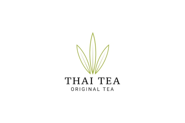 Ilustración de icono de vector de logotipo de hoja de té