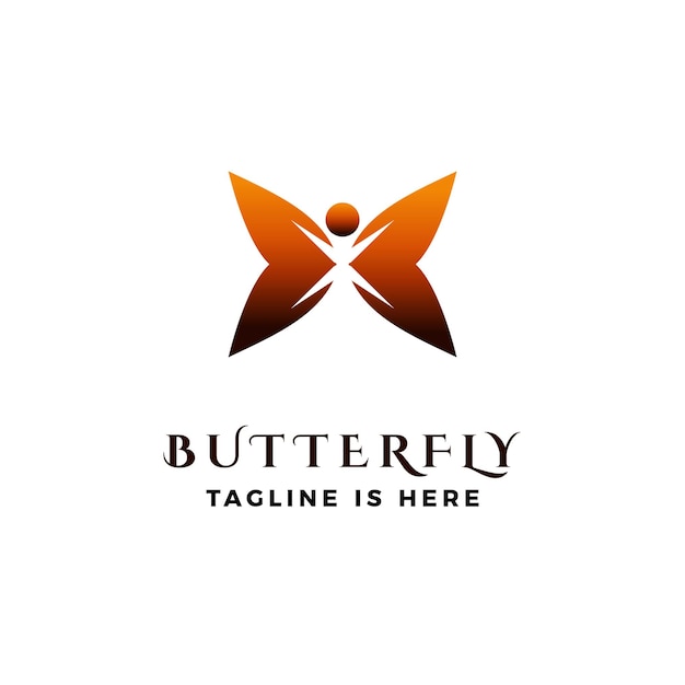 Ilustración de icono de vector de logotipo de mariposa
