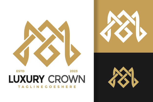 Ilustración de icono de vector de logotipo mínimo de corona de lujo