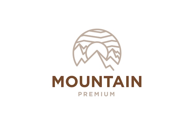 Ilustración de icono de vector de logotipo de montaña Vector Premium