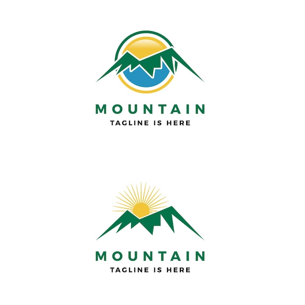 Ilustración de icono de vector de logotipo de montaña