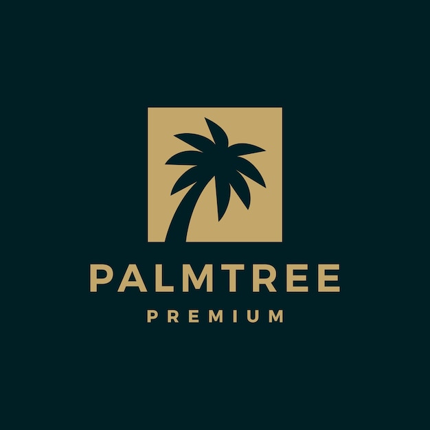 Ilustración de icono de vector de logotipo de oro de palmera