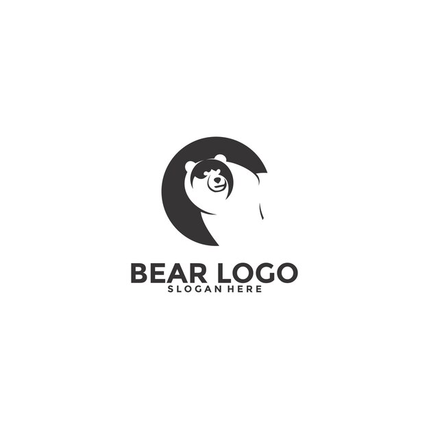 Ilustración de icono de vector de logotipo de oso Plantilla de logotipo de oso