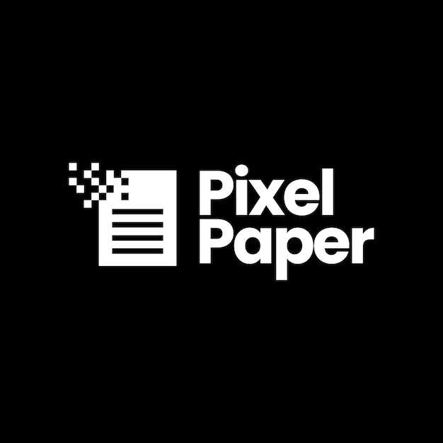 Ilustración de icono de vector de logotipo de papel de píxel