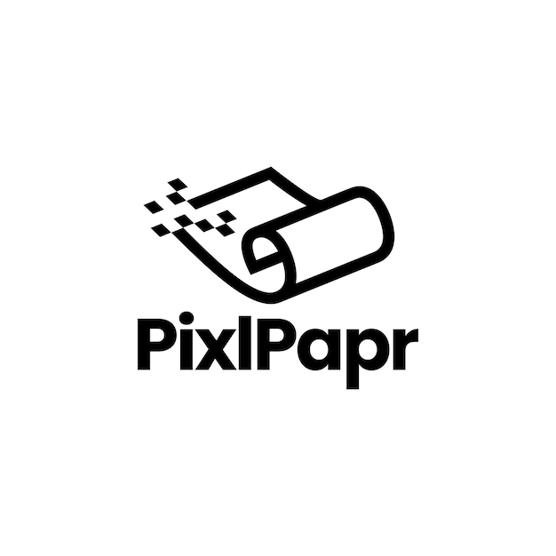 Ilustración de icono de vector de logotipo de papel de píxel