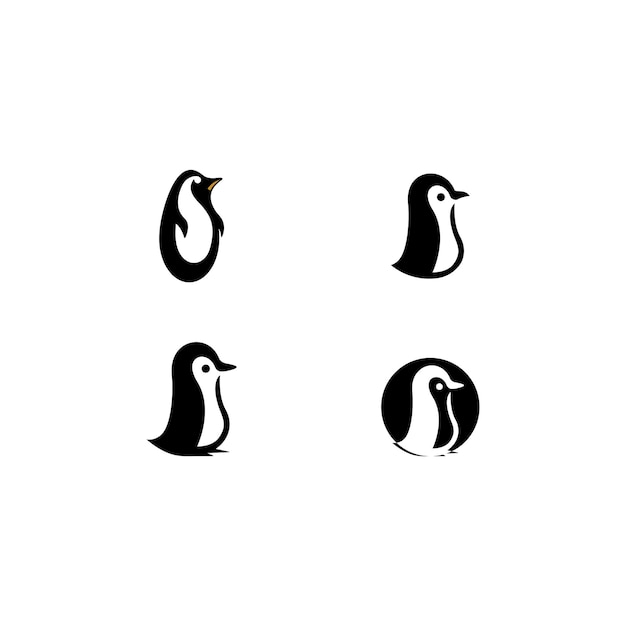 Ilustración de icono de vector de logotipo de pingüino